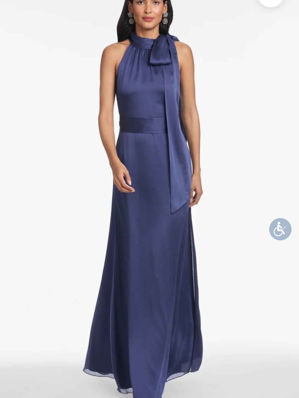 Sachin + Babi Kayla Gown. Cobalt blue Halter Dress with Neck Tie